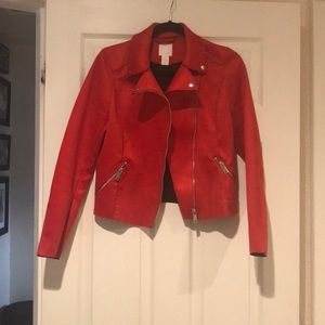 Suede red motto jacket